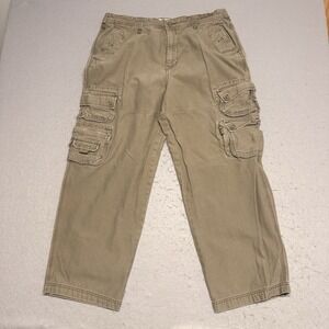 Vintage Old Navy Cargo Pants Mens 38x30 (37x28) Tan Baggy Skater Wide Leg Y2K